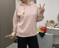森馬（Semir）森柔棉|梅花系列衛(wèi)衣女寬松插肩袖上衣簡約秋連帽繡花套頭衫 夢幻粉60394 L 曬單實拍圖