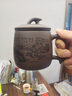 君禮軒紫砂杯宜興手工四件套茶杯茶水分離功夫茶具禮盒裝刻繪山水400ml 曬單實(shí)拍圖