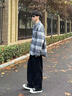 軒森圖（XUANSENTU）條紋毛呢外套男春秋款小香風(fēng)感痞帥潮牌寬松工裝格子夾克秋季 CT22卡其 L (175) （120斤至145斤可穿） 曬單實(shí)拍圖