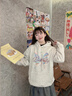 一寸相思灰色連帽衛衣女款設計感上衣秋冬2025年新款爆款寬松大碼加絨外套 白灰-暈染蝴蝶 XL【150-170斤】 曬單實(shí)拍圖
