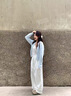 妍莉芬（yanlifen）休閑褲女2025年秋裝新款藍色毛衣外套女裝春秋套裝針織衫衣服褲子 三件套 55/60kg/L 曬單實(shí)拍圖