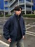 魯雅爾bomber飛行夾克男春秋季潮牌cleanfit廓形短款高街百搭棒球服外套 藏青色 XL 曬單實(shí)拍圖