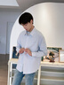 名創(chuàng)優(yōu)品（MINISO）2025春秋新款牛津紡襯衫男士商務(wù)條紋長袖青年時(shí)尚百搭休閑襯衣男 藍(lán)白條(空白) L 175 (30天質(zhì)量問題全額退) 曬單實(shí)拍圖