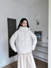 森馬（Semir）陳都靈商場(chǎng)同款90絨羽絨服女2025冬新款寬松短款子插肩袖連帽外套 淺灰（白鴨絨）20078 M 曬單實(shí)拍圖