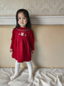 幼歌（YOUGE）嬰幼兒秋季新款純棉舒適柔軟毛衣裙女寶寶花邊領(lǐng)連衣裙紅色90 cm 曬單實(shí)拍圖