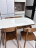 拂柏實(shí)木巖板餐桌椅家用組合伸縮小戶(hù)型現代簡(jiǎn)約方圓兩用貓耳朵飯桌子 伸縮單餐桌【實(shí)木軌道】 120x75x75cm 曬單實(shí)拍圖