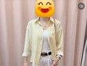 子牧棉麻2025秋裝 女文藝百搭條紋減齡襯衫寬松休閑薄款襯衣小衫上衣8926 黃色 M (建議95-115斤) 曬單實(shí)拍圖