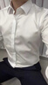 純色長(cháng)袖襯衫男白色舒適免燙商務(wù)工裝職業(yè)襯衣外套修身冰絲白襯衫  S108純白色 40/XL （130-140斤） 曬單實(shí)拍圖