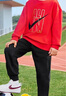 NIKE3BRAND 耐克兒童紅色拜年服純棉2件套男女童彈力親膚舒適套裝 曬單實(shí)拍圖