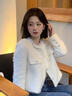 蕓蕁外套女2025新款法式小香風(fēng)短款外套女秋冬新款韓版寬松感名媛氣質(zhì) 珍珠白款【全身夾棉】 加絨 S 80-100 曬單實(shí)拍圖
