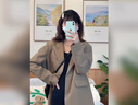 GARNUO咖色小西裝外套女2025新款春秋炸街韓版小個(gè)子高級(jí)感正肩休閑西服 咖色 L【111-120斤】 曬單實(shí)拍圖