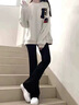FitonTon高腰喇叭褲女顯瘦松緊腰馬蹄褲垂感彈力休閑褲黑色微喇褲 曬單實(shí)拍圖
