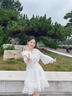 lagogo公主風(fēng)白色長(cháng)袖連衣裙女拉谷谷2025夏秋新款純棉蕾絲蛋糕裙 米白色 L 曬單實(shí)拍圖