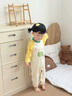 巴帝巴帝秋季新款純棉嬰幼兒童連體衣爬服男女寶寶哈衣 黃色探險小貓100cm 曬單實(shí)拍圖