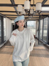 班尼路長(cháng)袖t恤女裝春秋冬純棉打底衫潮流寬松小個(gè)子女生百搭純色上衣服 白#純色 【100%純棉】 M 曬單實(shí)拍圖
