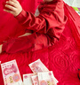 G.DUCKKIDS小黃鴨一周歲禮服男寶寶抓周衣服女嬰兒百天滿月唐裝中國風套裝 紅色三件套 90 尺碼1~2歲【 80-90cm】 曬單實拍圖