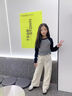 艾卡諾 I.KARNOW女童闊腿褲2025新款兒童秋裝白色牛仔女大童春秋直筒褲子休閑秋季 13143米白 150 曬單實(shí)拍圖