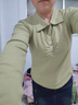 纖蕓沐長(cháng)袖t恤女2025秋季新款寬松顯瘦翻領(lǐng)打底衫休閑百搭上衣女 綠卡其 （翻領(lǐng)） XL 建議115-130斤 曬單實(shí)拍圖