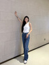 Calvin KleinJeans【復(fù)刻90系列】25早秋新款女ck純棉滿印直筒牛仔褲47C794G 3H6-牛仔藍 25 曬單實拍圖