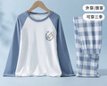 頂瓜瓜男童睡衣套裝純棉透氣A類長袖空調(diào)服青少年兒童家居服 藍色  160 曬單實拍圖