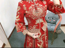 枝己（ZEIMSSMM）秀禾服新娘2025新款中式婚紗結婚禮服古裝旗袍龍鳳褂 803雙袖加鉆款 3XL 曬單實(shí)拍圖