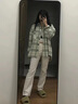 京多夢(mèng)襯衫女格子襯衫外套女2025秋季寬松韓版學(xué)生百搭長(cháng)袖襯衣休閑上衣 翠綠色 M  (建議90-110斤) 曬單實(shí)拍圖