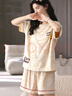 紫色花語(yǔ)【帶胸墊防尷尬】睡衣女士夏季2025年新款家居服短袖乳白小熊M 曬單實(shí)拍圖
