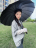 愛(ài)上雨24骨長(cháng)柄雨傘男士大號自動(dòng)暴雨專(zhuān)用傘加固結實(shí)抗風(fēng)定制直桿大傘男 全纖維中棒-加大-24骨經(jīng)典黑 曬單實(shí)拍圖