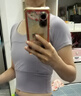 瀾時尚瑜伽服女套裝緊身衣上衣帶胸墊健身氣質(zhì)專業(yè)跑步運動短袖女 云煙紫 【可拆卸胸墊】 M 曬單實拍圖
