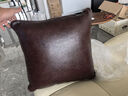 欣墻沙發(fā)抱枕靠墊高檔真皮美式頭層牛皮大號簡(jiǎn)約現代客廳長(cháng)方形腰枕頭 深栗棕頭層牛皮 50cm*50cm 含枕芯 曬單實(shí)拍圖