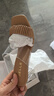 百麗抽褶涼拖女商場同款羊皮透明PVC一字拖3U131BT3 棕色 34 (220mm) 曬單實拍圖
