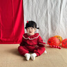 優(yōu)奇嬰兒衣服滿(mǎn)月女寶寶爬服紅色毛衣針織連體衣秋裝周歲禮服喜慶爬服 紅色 90cm 曬單實(shí)拍圖