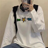PMOG美式圓領(lǐng)衛衣女復古白色打底衫2025新款情侶寬松內搭長(cháng)袖t恤女 白色印花長(cháng)袖  S 曬單實(shí)拍圖