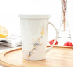 金嵐玉 骨瓷馬克杯個性水杯創(chuàng)意杯子牛奶杯水杯可愛韓版簡約咖啡杯 玉蘭花開-420毫升V杯+蓋子 曬單實拍圖