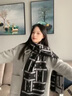 ELLE【禮盒裝】100%羊毛圍巾男女士秋冬保暖圍脖披肩送禮生日會教師節(jié) 黑色 曬單實(shí)拍圖