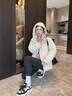 鴨鴨（YAYA）蓄熱短款羽絨服女2025年冬季新款時(shí)尚休閑寬松加厚保暖小個(gè)子外套 米色 M (建議110-125斤) 曬單實(shí)拍圖