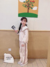 G.DUCKKIDS童裝女童秋季套裝兒童衣服女大童春秋款大領(lǐng)子衛(wèi)衣褲子兩件套學(xué)生 米白色 160 尺碼13~14歲【150-160cm】 曬單實拍圖