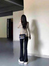 潮衣控微喇牛仔褲女秋冬2025年新款顯瘦修身黑色高腰喇叭加絨馬蹄褲子女 春秋/款-黑色-九分-:推薦身高158 28 曬單實拍圖