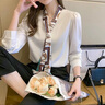 蔻伊婭輕奢女裝雪紡女士襯衫女2025年春夏季新款飄帶上衣氣質(zhì)時尚襯衣女 白色 S 80-100斤 曬單實拍圖