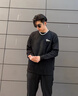 真維斯（Jeanswest）圓領(lǐng)重磅衛(wèi)衣褲套裝男士春秋款青少年大碼寬松休閑跑步運(yùn)動(dòng)兩件套 黑(波紋筆繪胸標(biāo))+黑(褲標(biāo)) L (175) (收藏加購(gòu)優(yōu)先發(fā)) 曬單實(shí)拍圖