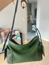 裘真情人節禮物植鞣羊皮逍遙hobo包單肩斜挎包休閑復古大容量通勤包女 綠色-小號羊皮 曬單實(shí)拍圖