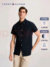 TOMMY HILFIGER【舒適府綢】夏季男裝商務(wù)休閑易打理短袖襯衣襯衫男外套78J9746 藏青色FAP M （推薦：135-150斤） 曬單實拍圖