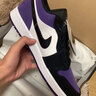 AJNIKERNIKE AIR 莆田純原AJ1低幫北卡藍煙灰aj1男鞋情侶百搭時(shí)尚小眾鞋 【純原+橡膠實(shí)底】AJ1-黑紫 39 曬單實(shí)拍圖