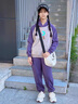 G.DUCKKIDS女童春秋裝套裝2024新款中大童女孩童裝兒童衛(wèi)衣運(yùn)動(dòng)服秋冬兩件套 字母R連帽套裝-紫色 140cm 曬單實(shí)拍圖
