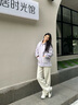 森馬（Semir）外套女仿羊羔毛搖粒絨雙面穿寬松撞色2025冬新款連帽落肩夾克 粉紫70014 L 曬單實(shí)拍圖