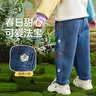 ASK JUNIOR女童褲子秋裝新品小童草莓花朵繡花邊休閑百搭牛仔防蚊褲 曬單實(shí)拍圖