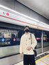 真維斯（Jeanswest）男士衛(wèi)衣秋季新款ins簡約風(fēng)時尚v領(lǐng)開衫學(xué)生寬松顯瘦百搭重磅外套 淺米(浮光筆刷胸標) L /175(體重120-140斤左右) 曬單實拍圖