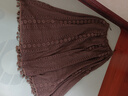 COCOBELLA重工鏤空刺繡蕾絲半身裙度假流蘇大擺長裙HS3063-2 茶棕色 M 曬單實拍圖