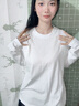 貓人（MiiOW）2025新款純棉長(cháng)袖白色T恤女士?jì)却钌弦麓蟠a情侶百搭秋冬季打底衫 曬單實(shí)拍圖