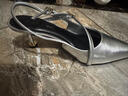 CHARLES&KEITH一字帶尖頭中跟包頭涼鞋單鞋七夕禮物CK1-60280474 Silver銀色 35 （225） 曬單實拍圖